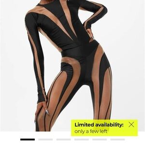 Mugler Black and Sheer Bodysuit